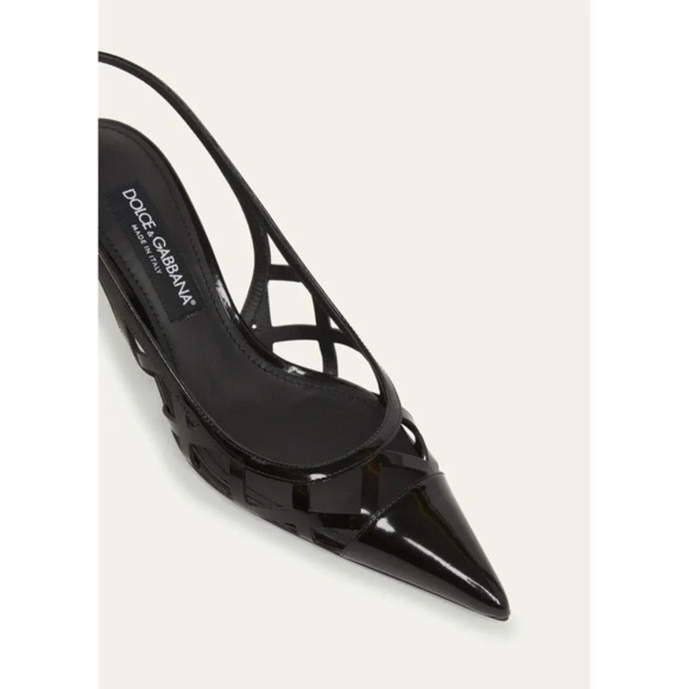 NEW Dolce & Gabbana Lollo 60MM Lattice Leather Slingback Pumps Size 36.5‎ US 6.5